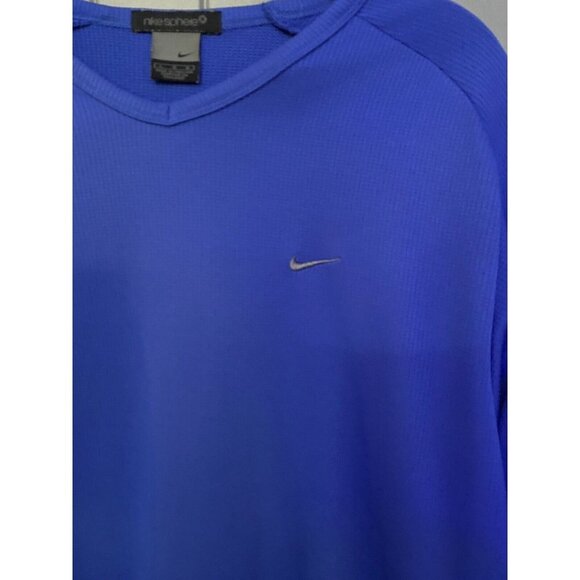 VTG NIKE SPHERE Pullover Shirt Men Large Blue Stretch Short Sleeve Active - Picture 2 of 9